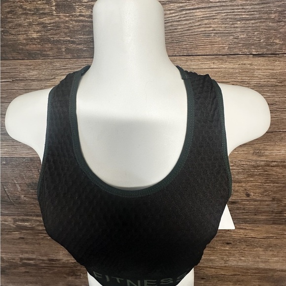 FITNESS Black and Green High Neck Sports Bra Crop Top OSFM - Picture 6 of 9